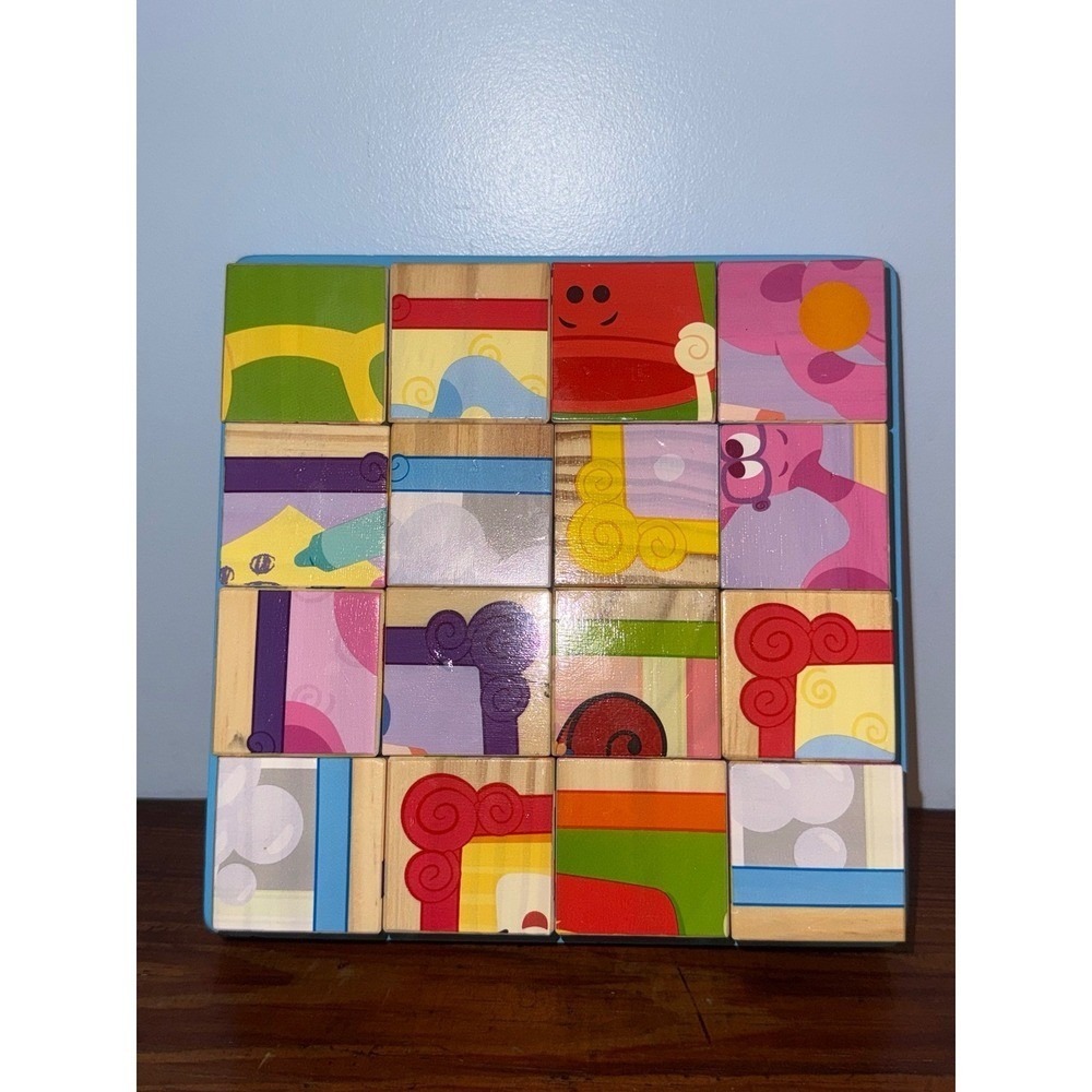 Melissa & Doug Blue's Clues Wooden Cube Puzzle (16 Pieces) Kid's Learning Toy